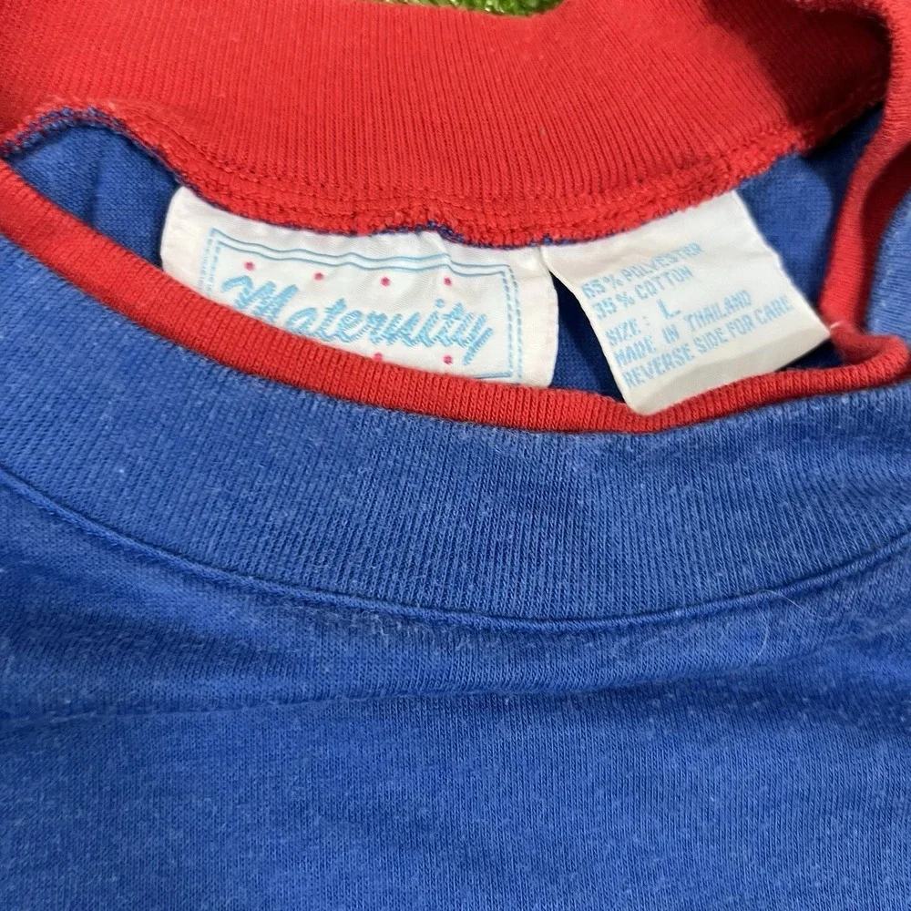 Vintage Color Block T-shirt LG Soft Cotton 80s Maternity Shirt Maternity Wear - Picture 6 of 6